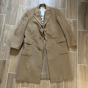 EL DORADO Men's 100% Cashmere Coat SIZE 44 Camel Tan Beige Button Up